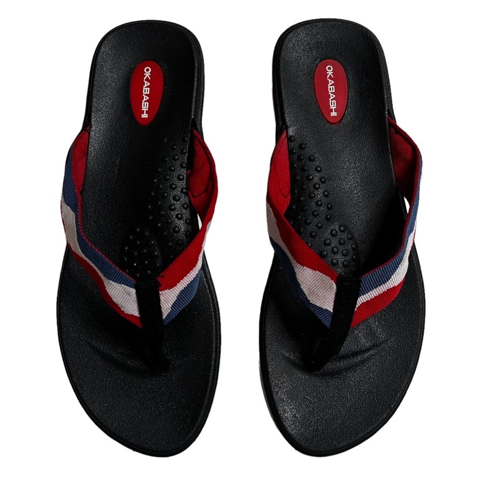 Okabashi Indigo Ocean flip flops Red / White & Blue size L